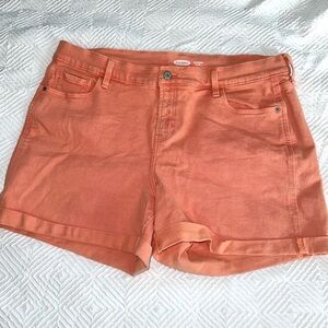 Old Navy Boyfriend Mid Rise Coral Denim Short Size 14